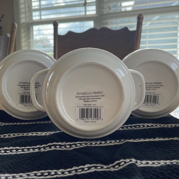 AMERICAN ATELIER | Zig Zag Assorted Bowls with Handles Set of 3 - Picture 4 of 6
